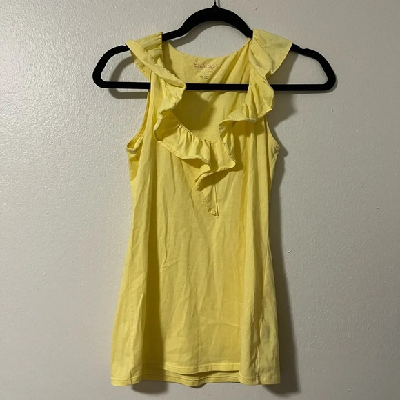 Lily Pulitzer yellow sleeveless top with ruffles. Size XS. - Picture 1 of 4